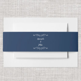 Elegante Hochzeiten Calligraphy Classic Navy Blue Einladungsbanderole