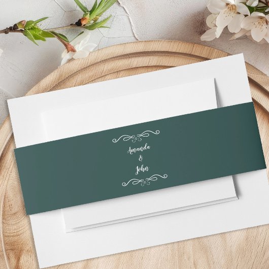 Elegante Hochzeiten Calligraphy Luxury Emerald Gre Einladungsbanderole