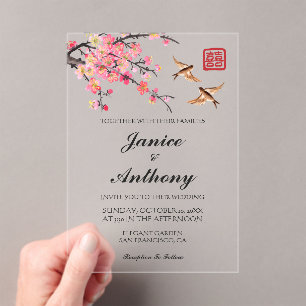 Elegante Hochzeiten chinesischer Blume Acryleinladungen