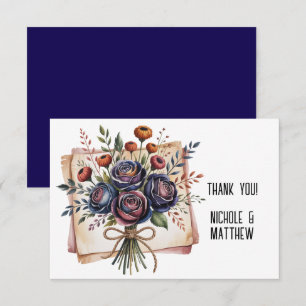 Elegante Hochzeiten der Marine und Korallen Dankeskarte