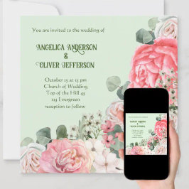 Elegante Hochzeiten Einladung Wasserfarben Blume