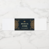 Elegante Hochzeiten favorisieren Rustikale Schwarz Wasserflaschenetikett (Einzelnes Label)