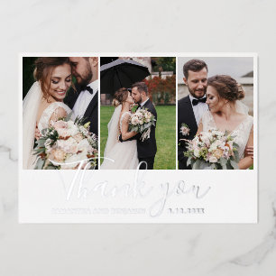 Elegante Hochzeiten Fotos Danke Silver Foil Card Folieneinladung