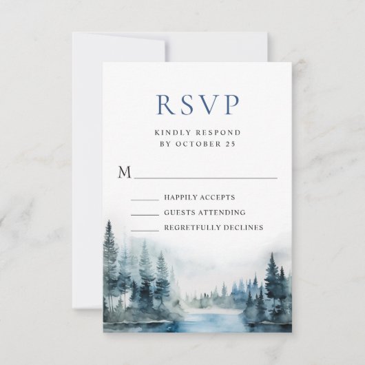 Elegante Hochzeiten im Wald RSVP Karte (Vorderseite)