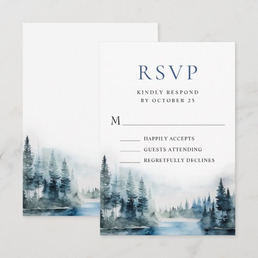 Elegante Hochzeiten im Wald RSVP Karte (Vorne/Hinten)
