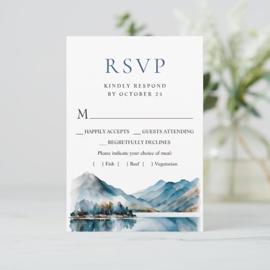 Elegante Hochzeiten im Wald RSVP Karte (Stehend Vorderseite)
