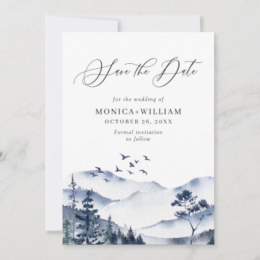 Elegante Hochzeiten im Wald Save The Date (Vorderseite)