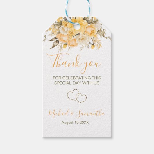 Elegante Hochzeiten in Gelb und Elfenbeinküste Geschenkanhänger (Vorderseite)