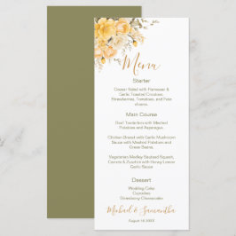 Elegante Hochzeiten in Gelb und Elfenbeinküste Menükarte