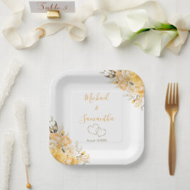 Elegante Hochzeiten in Gelb und Elfenbeinküste Pappteller