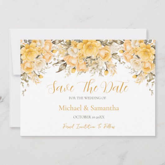 Elegante Hochzeiten in Gelb und Elfenbeinküste Save The Date (Vorderseite)
