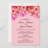 Elegante Hochzeiten in Rosa und Gelb Einladung (Vorderseite)