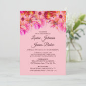 Elegante Hochzeiten in Rosa und Gelb Einladung (Stehend Vorderseite)