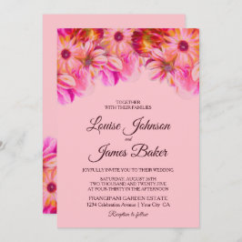 Elegante Hochzeiten in Rosa und Gelb Einladung