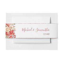 Elegante Hochzeiten in Rot und Elfenbeinküste Einladungsbanderole