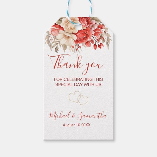 Elegante Hochzeiten in Rot und Elfenbeinküste Geschenkanhänger (Vorderseite)