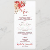 Elegante Hochzeiten in Rot und Elfenbeinküste Menükarte (Vorderseite)