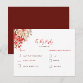 Elegante Hochzeiten in Rot und Elfenbeinküste RSVP Karte