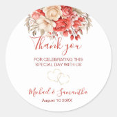 Elegante Hochzeiten in Rot und Elfenbeinküste Runder Aufkleber (Vorderseite)