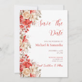 Elegante Hochzeiten in Rot und Elfenbeinküste Save The Date (Vorderseite)
