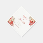 Elegante Hochzeiten in Rot und Elfenbeinküste Serviette (Ecke)