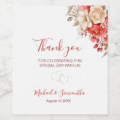 Elegante Hochzeiten in Rot und Elfenbeinküste Weinetikett (Einzelnes Label)