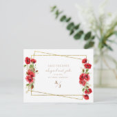 Elegante Hochzeiten in Rot und Gold Postkarte (Stehend Vorderseite)
