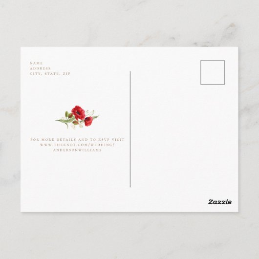 Elegante Hochzeiten in Rot und Gold Postkarte (Rückseite)