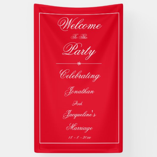 Elegante Hochzeiten Individuelle Name Chic Red Wel Banner (Vertikal)