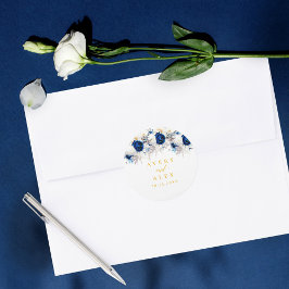 Elegante Hochzeiten mit Blauen und Gelben Runder Aufkleber