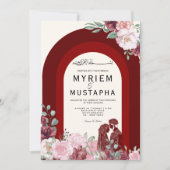 Elegante Hochzeiten mit Rot und Blumen Einladung (Vorderseite)