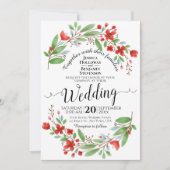 Elegante Hochzeiten mit Rot und Grün Einladung (Vorderseite)