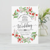 Elegante Hochzeiten mit Rot und Grün Einladung (Stehend Vorderseite)