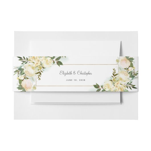 Elegante Hochzeiten Rose Blumengestelle Einladungsbanderole (Vorderseite Beispiel)