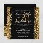 Elegante Hochzeiten Save the Date Glitzern Gold Einladung (Vorne/Hinten)