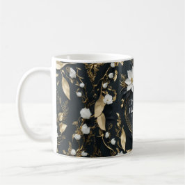 Elegante Hochzeiten Schwarz-weiß und Gold floral Kaffeetasse