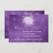Elegante Hochzeiten UAWG Moderne Herzen Lila RSVP Karte (Vorne/Hinten)