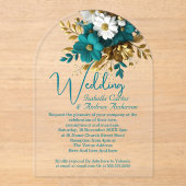 Elegante Hochzeiten Verzierte Aquamarine White Gol Acryleinladungen (Vorderseite)