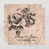 Elegante Hochzeiten Vintage Rose Sepia Einladung (Vorne/Hinten)