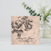 Elegante Hochzeiten Vintage Rose Sepia Einladung (Stehend Vorderseite)