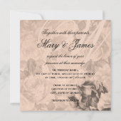 Elegante Hochzeiten Vintage Rose Sepia Einladung (Rückseite)