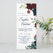 Elegante Hochzeiten von Burgundy und Navy Blue Flo Programm (Stehend Vorderseite)