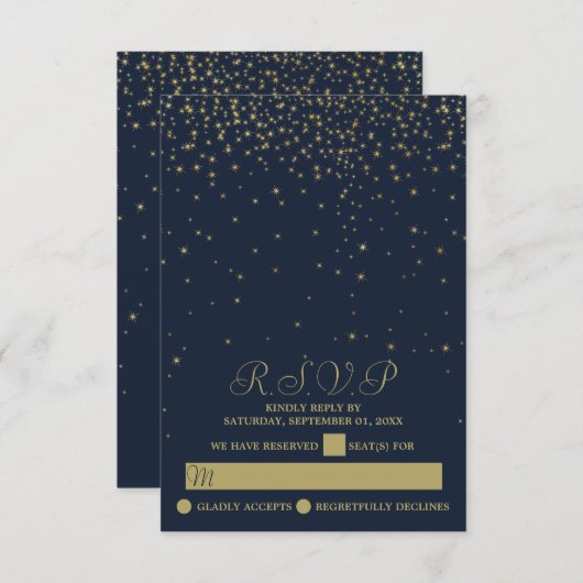 Elegante Hochzeiten von Marinestreitkräften und Go RSVP Karte (Vorne/Hinten)