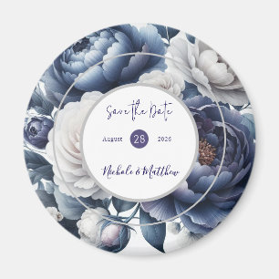 Elegante Hochzeiten von Navy Blue Peonies & White  Magnet