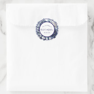 Elegante Hochzeiten von Navy Blue Peonies & White  Runder Aufkleber