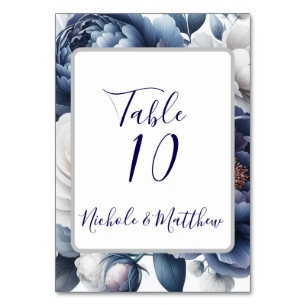 Elegante Hochzeiten von Navy Blue Peonies & White  Tischnummer
