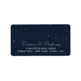 Elegante Hochzeiten von Navy & Silver Falling Star Adressaufkleber