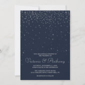 Elegante Hochzeiten von Navy & Silver Falling Star Einladung (Vorderseite)