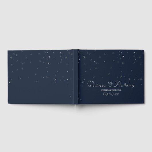 Elegante Hochzeiten von Navy & Silver Falling Star Gästebuch (Voll)