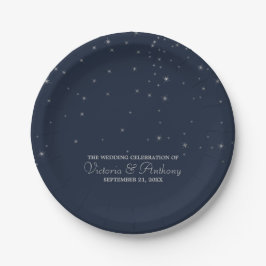 Elegante Hochzeiten von Navy & Silver Falling Star Pappteller